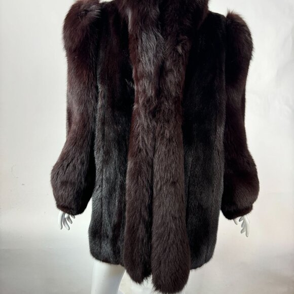 James Hirsch Luxurious Dark Brown Mink Fur Coat Mid-Length Vintage